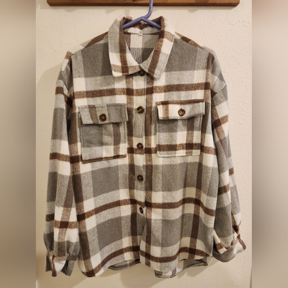 Cozy Plaid Women's Flannell - Brown and Gray